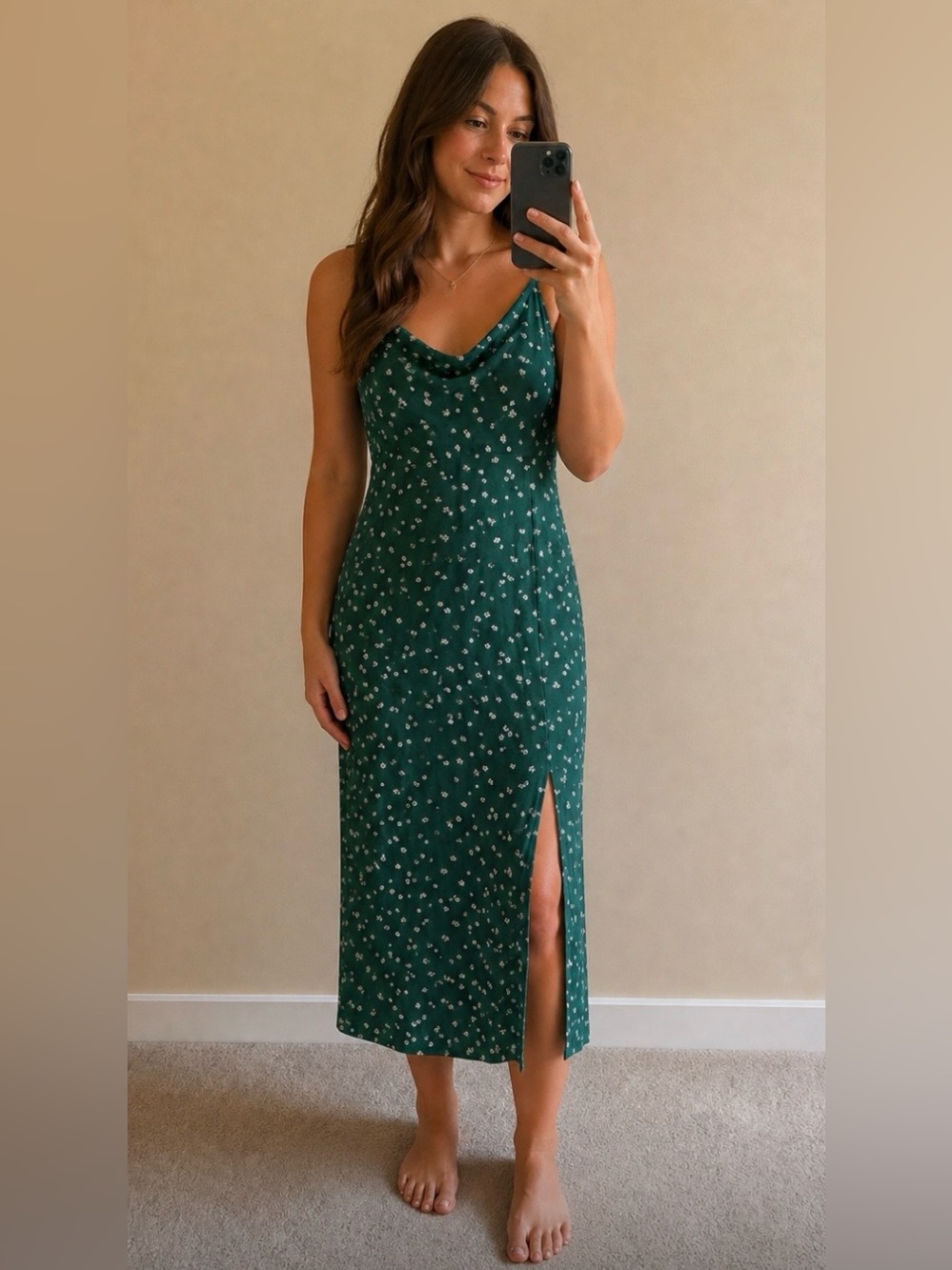 American Eagle Outfitters Green Floral Midi Dress